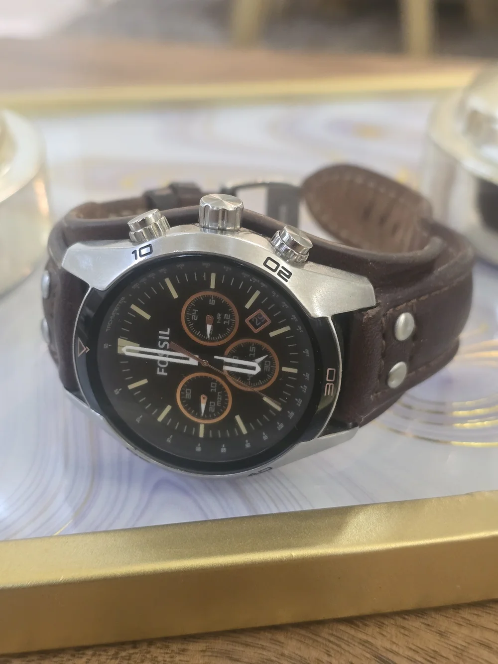Fossil Men's Brown Leather Chronograph Watch
